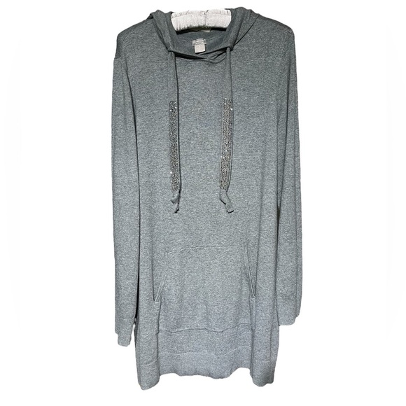 Chico's Zenergy Cashmere Cotton Embellished Hoodie Tunic Sweater - $109 - Picture 2 of 15